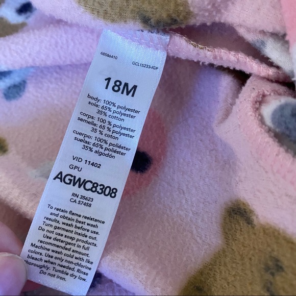 Child of Mine Carters Pink Panda Koala Bear Footie - Picture 6 of 6